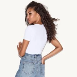 Classic Rhinestone Masthead Baby Tee, White -Best Clothing Store 03 538733 6863299805281 CREWNECK RIB TEE WHITE 34944 A WEBSIZE 182def8c 3269 4fe8 922a 1dcc9be5ef7b