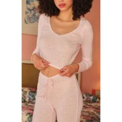 Women's Pointelle Logo Flare Pants -Best Clothing Store 0702468680138NEW 03 901 38ee4e29 7548 4778 b89c b0cb5a6925ff