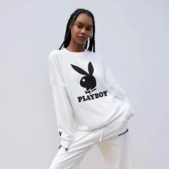 Women's Playboy Classic Crewneck -Best Clothing Store 0751484260167NEW 00 010 8f1942b3 6cec 4e20 864e 097269982789