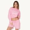 Playmate Of The Year Cropped Crewneck - Pink / White Print -Best Clothing Store 11 542760 542776 PLAYMATE OF THE YEAR CROP CREWNECK AND SWEATSHORT PINK 1185