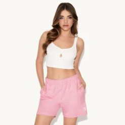 Playmate Of The Year Sweatshort - Pink / White -Best Clothing Store 12.5 542776 PLAYMATE OF THE YEAR SWEATSHORT PINK 2