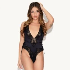 The Dreamy Satin Bodysuit -Best Clothing Store 26 499749 538278 OFFICIAL PB BUNNY EARS BLACK AND DREAMY SATIN BODYSUIT METEORITE 3908