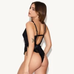The Dreamy Satin Bodysuit -Best Clothing Store 26 499749 538278 OFFICIAL PB BUNNY EARS BLACK AND DREAMY SATIN BODYSUIT METEORITE 3951