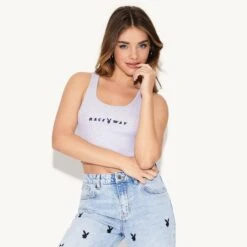 Playboy Raceway Racerback Tank -Best Clothing Store 31 543353 6932523253857 RACEWAY RAZOR TANK HEATHER GREY 2858