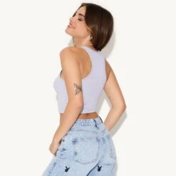 Playboy Raceway Racerback Tank -Best Clothing Store 31 543353 6932523253857 RACEWAY RAZOR TANK HEATHER GREY 2883