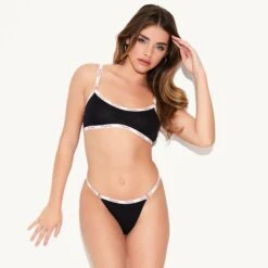 The Basics Scoop Bralette -Best Clothing Store 45.5 537588 537594 BASICS SCOOP BRALETTE AND THONG BLACK 3791