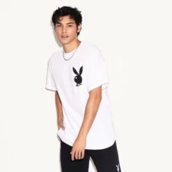 Playboy Masthead & Rabbit Head Tee - White 10 Playboy Masthead & Rabbit Head Tee - White -Best Clothing Store 478824 4822029533281 PLAYBOY MASTHEAD RABBIT HEAD TEE WHITE 6068