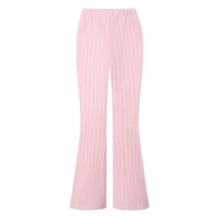 Women's Pointelle Logo Flare Pants -Best Clothing Store 536776 6857980346465 BOUQUET POINTELLE FLARE PINK SHIRT BLACK SHIRT BLACK2