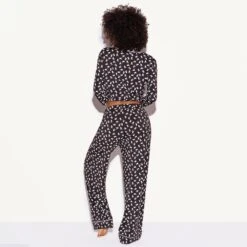 The Slumber Party Pajama Set, Black -Best Clothing Store 537245 6861443825761 CLASSIC PJ SET LONGSLEEVE ALL OVER BUNNY BLACK 5