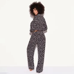 The Slumber Party Pajama Set, Black -Best Clothing Store 537245 6861443825761 CLASSIC PJ SET LONGSLEEVE ALL OVER BUNNY BLACK 6