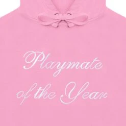 Playmate Of The Year Hoodie - Pink / White Print -Best Clothing Store 6927218311265 542755 PMOY CROP HOODIE PINK 3 6eced2fd 15bb 4773 9431 66f422b1f78a