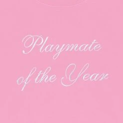 Playmate Of The Year Cropped Crewneck - Pink / White Print -Best Clothing Store 6927218344033 542760 PMOY CROPPED CREWNECK PINK 3