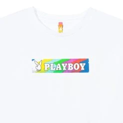 Playboy X Color Bars Static Women's Cropped T-Shirt -Best Clothing Store Color Bars Static Wmns Crop Tee White 04 19072bcd 6956 4588 922b ed71be2dd727