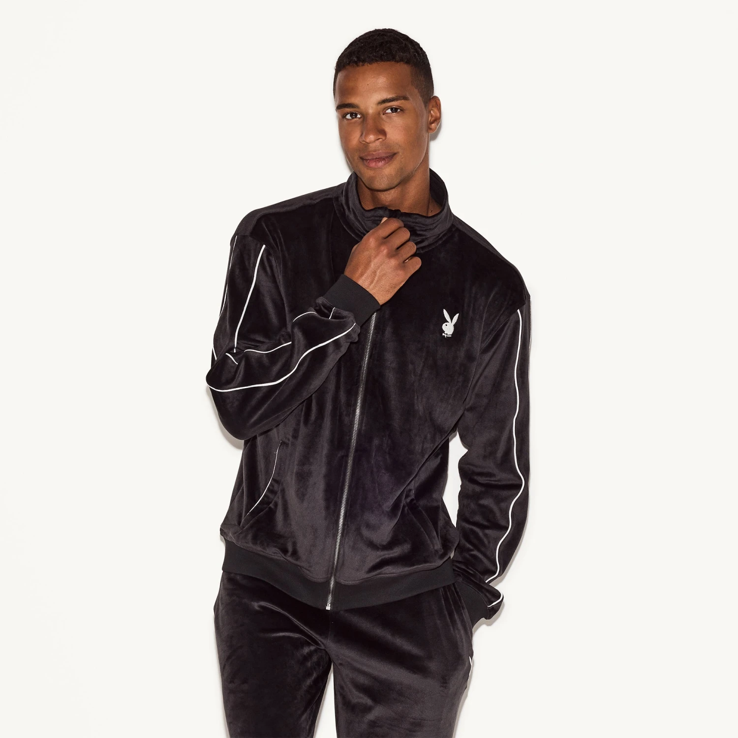 Men's Velour Jacket, Black 3 Men's Velour Jacket, Black