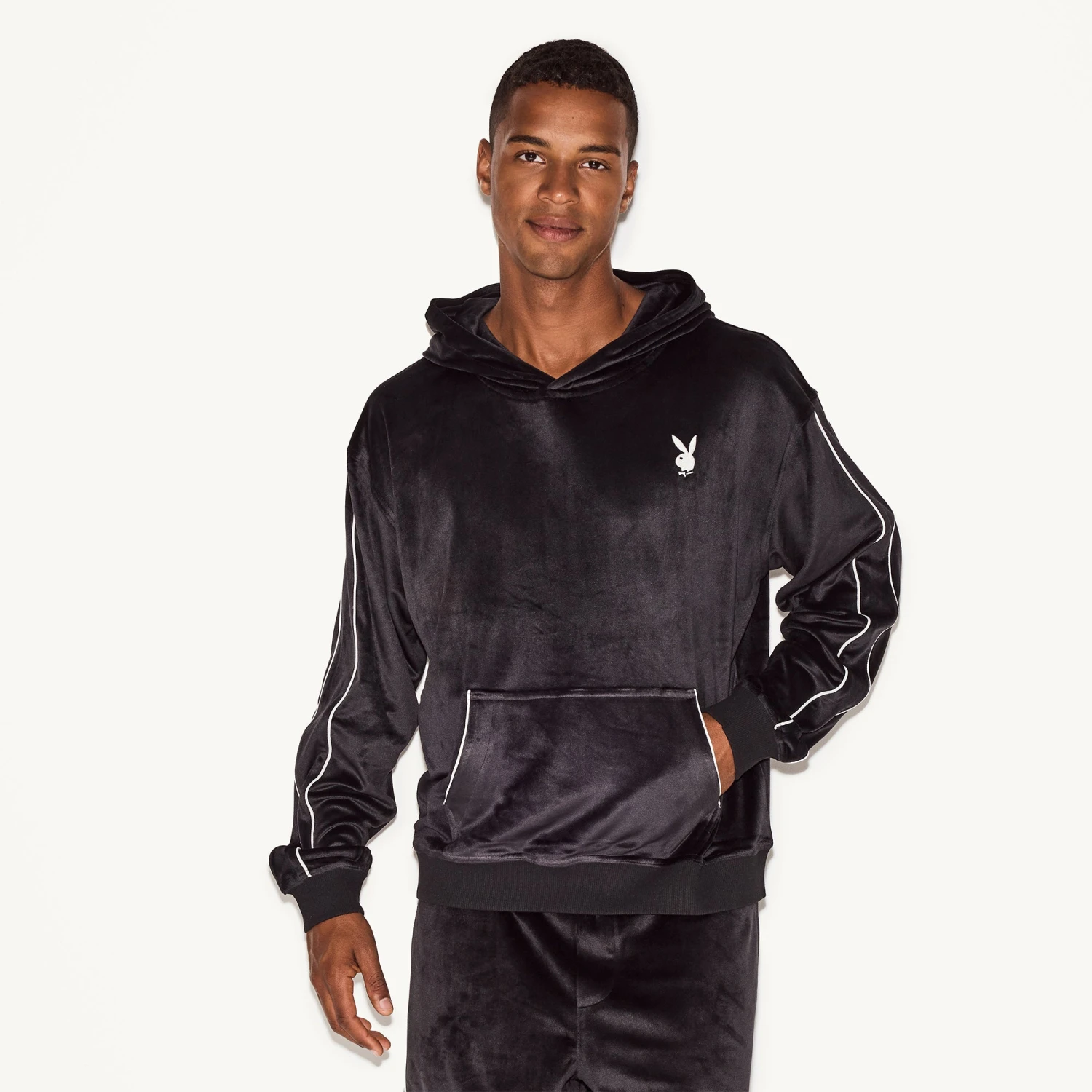 Men's Velour Hoodie Black 3 Men's Velour Hoodie Black