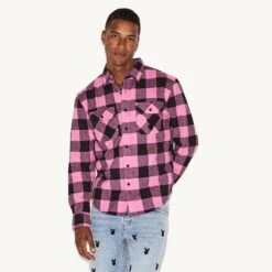 Men's Flannel Long Sleeve Shirt, Pink Plaid 11 Men's Flannel Long Sleeve Shirt, Pink Plaid -Best Clothing Store M33 537801 6861585743969 MENS BRUSHED FLANNEL PINK PLAID 72826 A