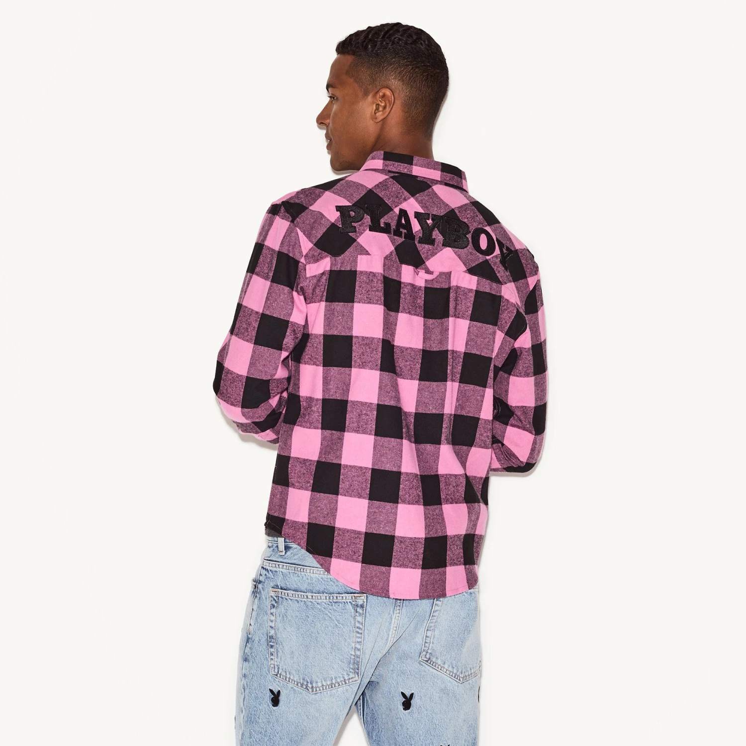 Men's Flannel Long Sleeve Shirt, Pink Plaid 6 Men's Flannel Long Sleeve Shirt, Pink Plaid - Image 4
