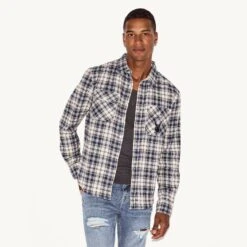 Men's Flannel Long Sleeve Shirt, White Plaid -Best Clothing Store M36 537819 6861586071649 MENS BRUSHED FLANNEL BLUE PLAID 72895 5faece06 f94b 41b8 bced 6cbbf6002c39