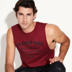 Playboy Raceway Muscle Tank -Best Clothing Store M3 542829 6927220408417 RACING RABBIT HEAD TANK CARDINAL 0421