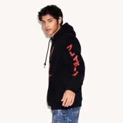 Japanese Rabbit Head Hoodie - Black/Red -Best Clothing Store PBD M14 JRHD BLK RED MD 6715279835233 JAPANESE RABBIT HEAD HOODIE BLACK RED 7291