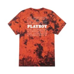 Repeating Masthead Tie Dye T-Shirt Orange Black