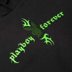 Women's Playboy Forever Hoodie -Best Clothing Store PLAYBOY PACSUN BLACK HOODIE WITH COLD SHOULDER GREEN DETAIL 03 0bf21d4c 6625 4417 9bae f0e9acc232a7