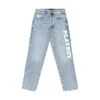 Women's High Rise Straight Leg Masthead Denim Pants -Best Clothing Store PLAYBOY PACSUN FADED JEANS WHITE TEXT DOWNLEG 01