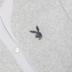 Women's Bunny Bomber Jacket -Best Clothing Store PLAYBOY PACSUN GREY WHITE BUTTON UP JACKET 03