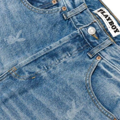 Men's Medium Wash Vintage Denim Pants -Best Clothing Store PLAYBOY PACSUN JEANS FADED BUNNY 03