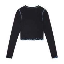 Women's Contrast Stitch Long Sleeve -Best Clothing Store PLAYBOY PACSUN LONGSLEEVE BLACKCROP SHIRT WITH BUNNY HENNA DETAIL 02 86671117 994e 4425 961a 1e2c3986cd9e