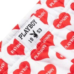 Women's Heart Lounge Boxer Shorts -Best Clothing Store PLAYBOY PB LOUNGE BOXER RED WHITE 03