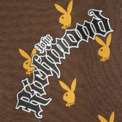Playboy X John Richmond Repeating Rabbit Head Sweatpants -Best Clothing Store PLAYBOY PBXJOHNRICHMOND FLEECESWEATPANTS BROWN DETAIL
