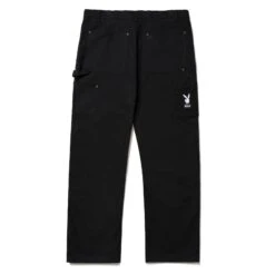 Playboy X HUF VVS Rabbit Head Pant -Best Clothing Store PLAYBOY VVS DOUBLE KNEE PANT BLACK PT00249 BLACK 04