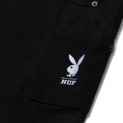 Playboy X HUF VVS Rabbit Head Pant -Best Clothing Store PLAYBOY VVS DOUBLE KNEE PANT BLACK PT00249 BLACK 05