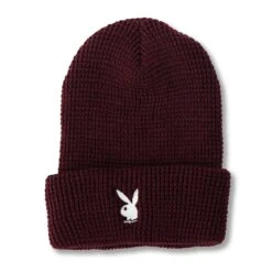 Rabbit Head Waffle Cuffed Beanie -Best Clothing Store PLAYBOY BEANIE 10A