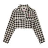 Women's Houndstooth Cropped Jacket -Best Clothing Store PLAYBOY RAWEDGECROPPEDTRUCKER HOUNDSTOOTH 01