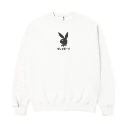 Ace Of Club Crewneck Sweatshirt White -Best Clothing Store Playboy Color Bars Ace of Clubs Crewneck White 01