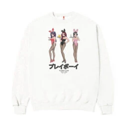 Best Clothing Store -Best Clothing Store Playboy Color Bars Happy Hour Crewneck White 01