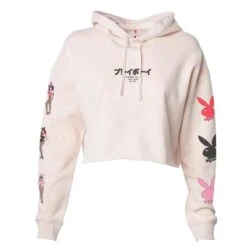 Tokyo Club Bunny Cropped Hoodie Blush