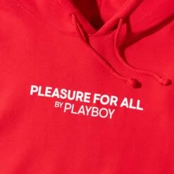 Pleasure For All Hoodie 8 Pleasure For All Hoodie -Best Clothing Store Playboy Logo Hood Sweatshirt Red 3
