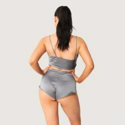 Women's Lounge Satin Cami & Short Set - Grey -Best Clothing Store Playboy MG Lounge Satin Cami Short Set Slate Grey 2347