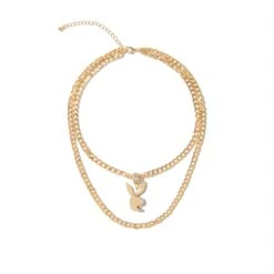 Pave Rabbit Head Layered Necklace -Best Clothing Store Playboy Multi Chain Rabbit Head Necklace 02