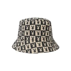 Tile Print Bucket Hat 11 Tile Print Bucket Hat -Best Clothing Store Playboy Tile Print Bucket Hat Black 03