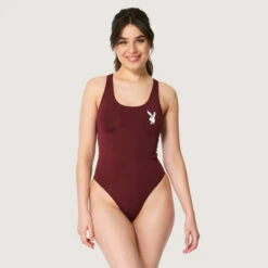 Women's Bunny Head Bodysuit -Best Clothing Store Playboy Womens Bodysuit Burgundy 2036