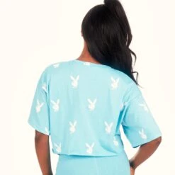 Logo Cropped T-Shirt 11 Logo Cropped T-Shirt -Best Clothing Store PlayboyMissguidedLogoCroppedT Shirt Blue 04 5907c3d6 eb60 4acf 8511 feb2c57e39aa