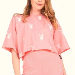 Logo Cropped T-Shirt 12 Logo Cropped T-Shirt -Best Clothing Store PlayboyMissguidedLogoCroppedT Shirt Pink 01 2dd9f688 9988 4362 bb95 eecfc263efc9