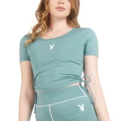 Women's Active Square Neck Crop Top 15 Women's Active Square Neck Crop Top -Best Clothing Store PlayboyWomen sActiveSquareNeckCropTop Green 01