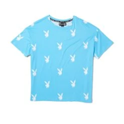 Women's All Over Bunny Tee 22 Women's All Over Bunny Tee -Best Clothing Store Playboy APO T Shirt Blue 01