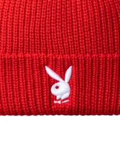 Rabbit Head Knit Beanie Red -Best Clothing Store Playboy Beanie Red 3