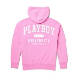 Women's Playboy University Zip Up Hoodie -Best Clothing Store Playboy Crest Full Zip Jacket SuperPink 02